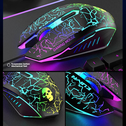 ZK40 1 Set T6 Keyboard and Mouse Rainbow Backlight USB Ergonomic Keyboard for PC Laptop Clavier Gamer Keyboard and Mouse Kit Pad