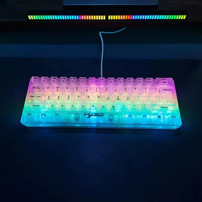60% Wired Transparent Gaming Keyboard, RGB Backlit Ultra-Compact Waterproof Small Compact 61 Keys Keyboard for Pc/Mac