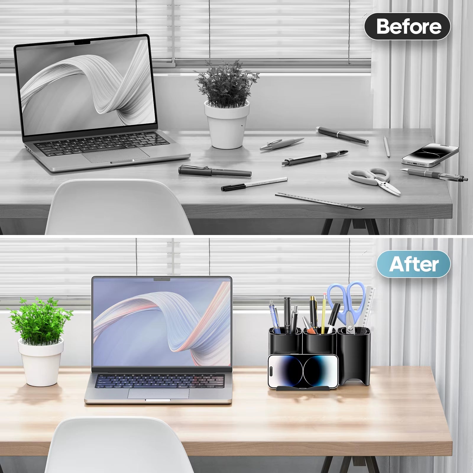 4 in 1 Headphone Stand with Pen Holder Headset Holder with Cell Phone Stand Desktop Storage Organizer for Gaming Accessories