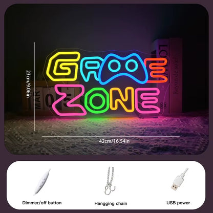 Game Zone Neon Sign Custom Gaming Room Decor USB Powered Gaming Neon Sign for Boys Man Cave Decor Gift for Game Lover