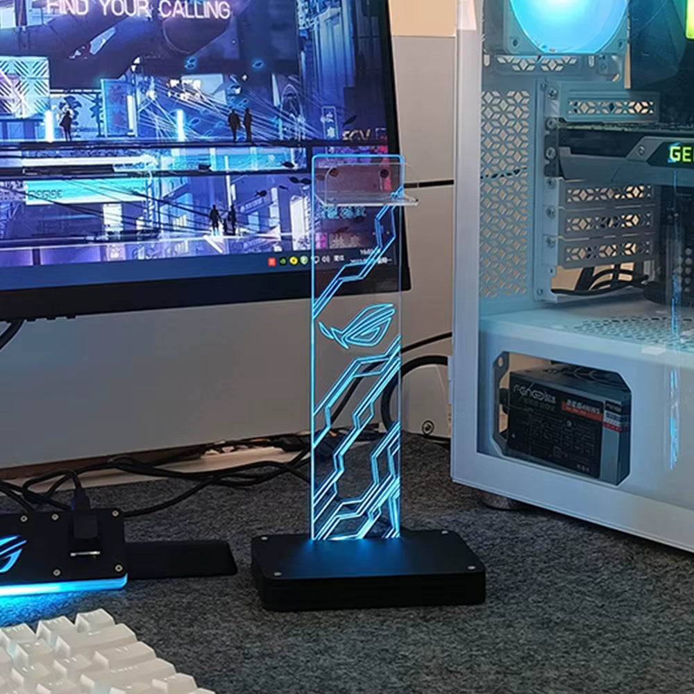 ARGB RGB Headset Bracket Headphone Holder Transparent Earphone Stand 5V3PIN AURA SNC ROG Symphony Customization MOD