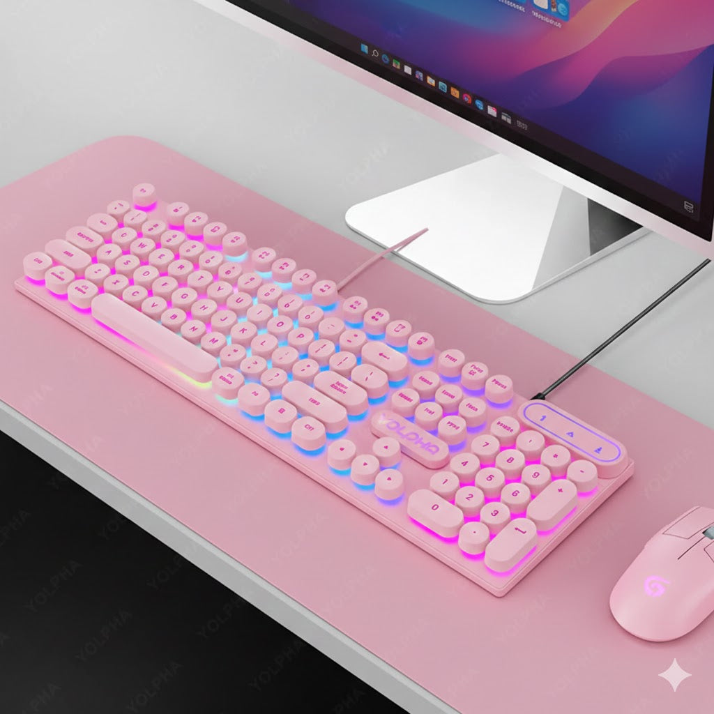 Clavier filaire 104 touches avec rétro-éclairage